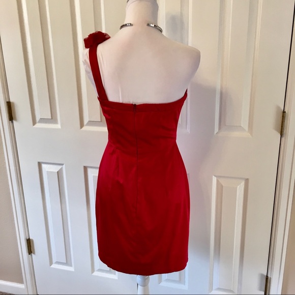 Bisou Bisou Red One Shoulder Cocktail Dress, S - Picture 2 of 12